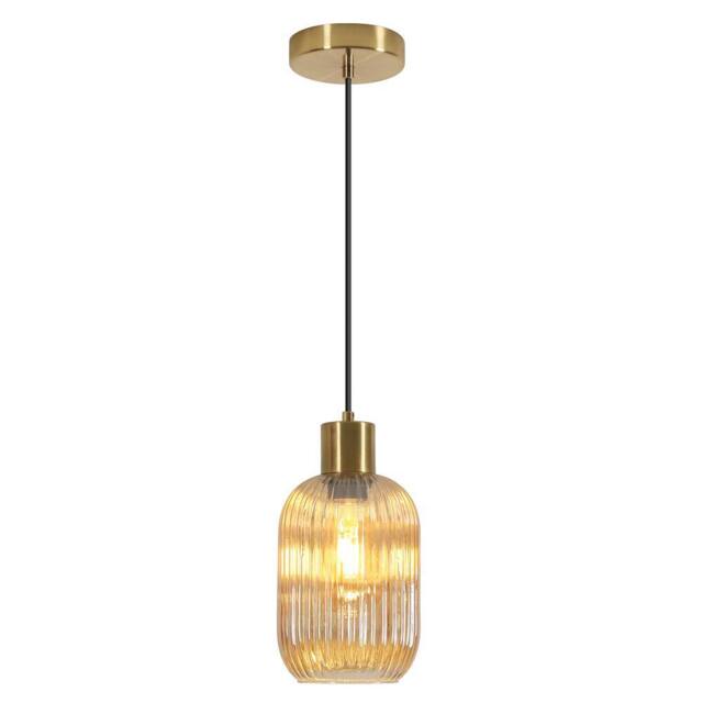 COMELY Industrial Pendant Ceiling Lights, Modern Vintage Glass Chandelier in Amber