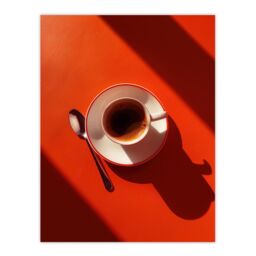 "Artery8 Sunrise Coffee Cup Shadow Red Aerial View Wall Art Print - Size: W18"" x H24""" - thumbnail 1