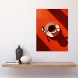 "Artery8 Sunrise Coffee Cup Shadow Red Aerial View Wall Art Print - Size: W18"" x H24""" - thumbnail 4