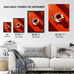 "Artery8 Sunrise Coffee Cup Shadow Red Aerial View Wall Art Print - Size: W18"" x H24""" - thumbnail 3
