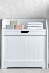 Home Discount Bath Vida Priano Dual-purpose Storage Laundry Chest Bathroom in White - thumbnail 4