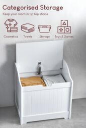 Home Discount Bath Vida Priano Dual-purpose Storage Laundry Chest Bathroom in White - thumbnail 3