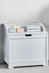 Home Discount Bath Vida Priano Dual-purpose Storage Laundry Chest Bathroom in White