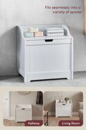 Home Discount Bath Vida Priano Dual-purpose Storage Laundry Chest Bathroom in White - thumbnail 6