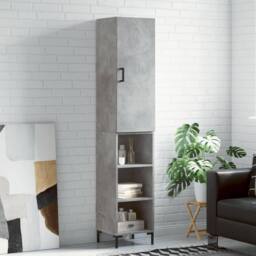 Berkfield Home Highboard Concrete Grey 34.5x34x180 cm Engineered Wood - thumbnail 2