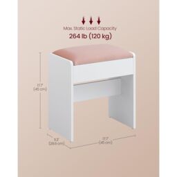 VASAGLE Plush Vanity Seat Upholstered Makeup Chair Protective Base in Light Pink - thumbnail 2