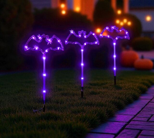 Garden Greatness Set Of 3 Light Up Bat Stake Lights in Purple - Size: 3 Pack - image 1