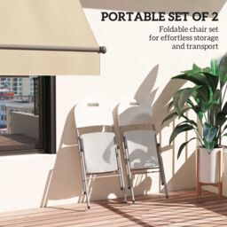OUTSUNNY 2PCS Folding Chair with Steel Frame, Garden Chair Set, White - Size: 2 Pack - thumbnail 4