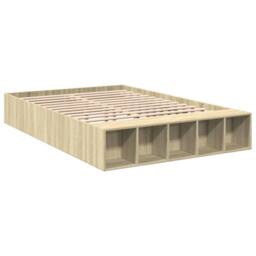 Berkfield Home Modern Bed Frame without Mattress Sonoma Oak 120x190 cm Small Double in Light Tan - thumbnail 1
