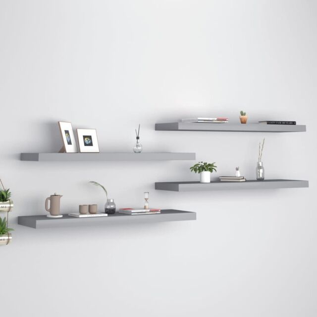 Berkfield Home Floating Wall Shelves 4 pcs Grey 90x23.5x3.8 cm MDF - image 1