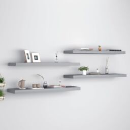 Berkfield Home Floating Wall Shelves 4 pcs Grey 90x23.5x3.8 cm MDF - thumbnail 1