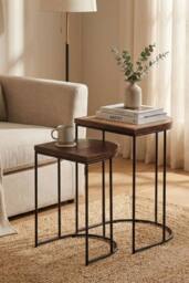 IH Design Giselle Wood & Metal Nest Of 2 Table in Walnut - thumbnail 5
