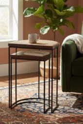 IH Design Giselle Wood & Metal Nest Of 2 Table in Walnut - thumbnail 8