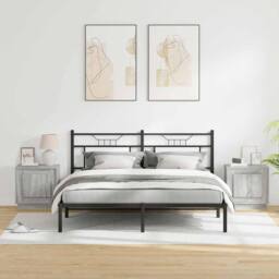 Berkfield Home Bedside Cabinets with LED Lights 2 pcs Grey Sonoma 44x34, 5x45 cm - thumbnail 4