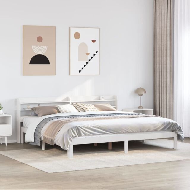 Berkfield Home Bed Frame with Headboard without Mattress White 180x200 cm Super King - image 1