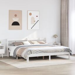 Berkfield Home Bed Frame with Headboard without Mattress White 180x200 cm Super King - thumbnail 1