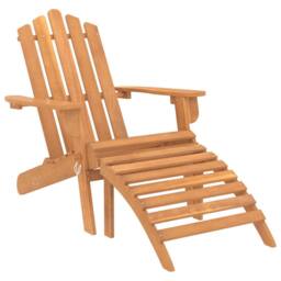 Berkfield Home Garden Adirondack Chair with Footrest Solid Acacia Wood in Brown - thumbnail 2