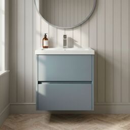 Balterley Square Wall Hung 2 Drawer Vanity Unit & Basin, 500mm Matt Coastal Grey - thumbnail 8