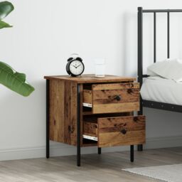 Berkfield Home Bedside Cabinet Old Wood 40x42x50 cm Engineered Wood in Brown - Size: 40 x 42 x 50 cm - thumbnail 4