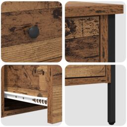 Berkfield Home Bedside Cabinet Old Wood 40x42x50 cm Engineered Wood in Brown - Size: 40 x 42 x 50 cm - thumbnail 9