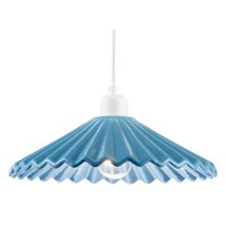 Happy Homewares Modern Gloss Ceramic Pendant Light Shade with Rippled Body in Blue - thumbnail 2