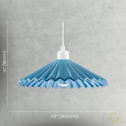 Happy Homewares Modern Gloss Ceramic Pendant Light Shade with Rippled Body in Blue - thumbnail 7