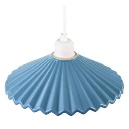 Happy Homewares Modern Gloss Ceramic Pendant Light Shade with Rippled Body in Blue - thumbnail 3