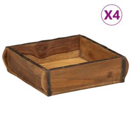 Berkfield Home Trays 4 pcs 31x29x10 cm Solid Wood Reclaimed in Brown - Size: 31 x 29 x 10 cm - thumbnail 2