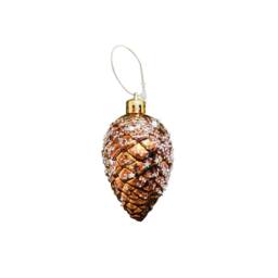 Melody Maison Set Of 3 Gold & Bronze Sequin Pinecone Bauble Decorations - 6.5cm