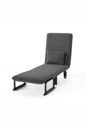 Convertible 3-in-1 Linen Sofa Bed with Pillow & Wheels in Grey - thumbnail 4