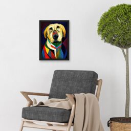 Artery8 Kandinsky's Dog Abstract Multi-Coloured Oil Painting Artwork Framed Wall Art Print A4 in Black - thumbnail 2
