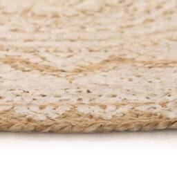 Berkfield Home Area Rug Braided Jute Printed 90 cm Round in Beige - Size: 100 cm diameter - thumbnail 3