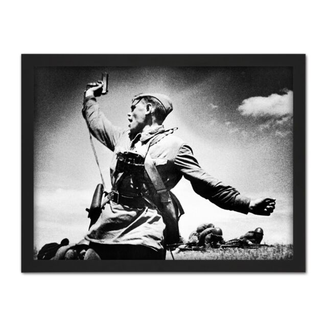 "Artery8 Wall Art Print Alpert WWII War Soviet Officer Yeremenko Assault 1942 Photo Large Framed Wall Décor Art in Black - Size: W18"" x H24""" - image 1