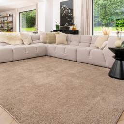 Kukoon Machine Washable Shaggy Rug Fawn Beige Fluffy Bedroom Carpet Mat - Size: 80 cm x 150 cm
