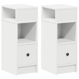 Berkfield Home Bedside Cabinets 2 pcs with Drawer White 25x31x66 cm - Size: 25 x 31 x 66 cm - thumbnail 2