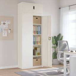 Berkfield Home Durable File Cabinet White 90x40x240 cm Steel - Size: 90 x 40 x 240 cm - thumbnail 2