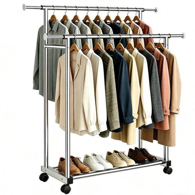 FLAVORA Stainless Steel Heavy Duty Clothes Rail Hanging Rack in Silver - Size: 500mm - image 1