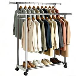 FLAVORA Stainless Steel Heavy Duty Clothes Rail Hanging Rack in Silver - Size: 500mm - thumbnail 1