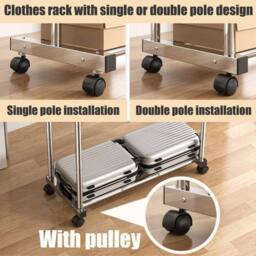 FLAVORA Stainless Steel Heavy Duty Clothes Rail Hanging Rack in Silver - Size: 500mm - thumbnail 6