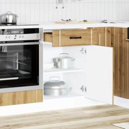 Berkfield Home Kitchen Base Cabinet Lucca Artisan Oak Engineered Wood in Brown - thumbnail 3