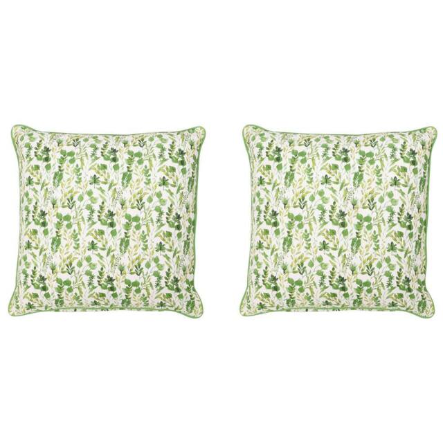 Dibor Set of 2 Green Leaf Print Sofa & Chair Cushions L50 x W50cm - Size: 50 cm x 50 cm - image 1