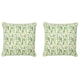 Dibor Set of 2 Green Leaf Print Sofa & Chair Cushions L50 x W50cm - Size: 50 cm x 50 cm - thumbnail 1