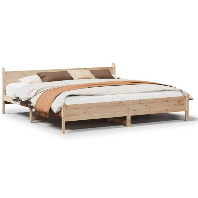 Berkfield Home Bed Frame without Mattress 180x200 cm Super King Solid Wood Pine in Natural - image 1