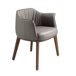 Angel Cerda Model Grey Leatherette Dining Chair with Armrests and - thumbnail 1
