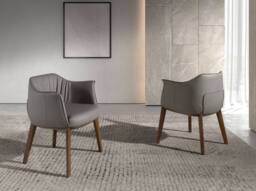 Angel Cerda Model Grey Leatherette Dining Chair with Armrests and - thumbnail 3