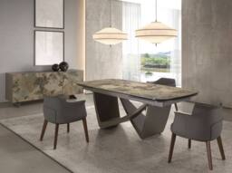 Angel Cerda Model Grey Leatherette Dining Chair with Armrests and - thumbnail 4