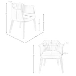Angel Cerda Model Grey Leatherette Dining Chair with Armrests and - thumbnail 8