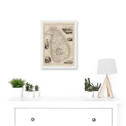 Artery8 Ceylon Sri Lanka Vintage Pictorial Map Artwork Framed Wall Art Print A4 in White - thumbnail 2