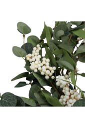 Living and Home D55cm Artificial Topiary Hanging Wreath Eucalyptus Leaf Decoration in Green - thumbnail 5
