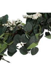 Living and Home D55cm Artificial Topiary Hanging Wreath Eucalyptus Leaf Decoration in Green - thumbnail 4